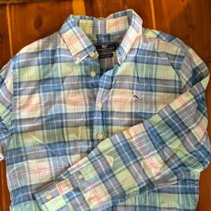 Boy’s L Vineyard Vines Madras Whale Shirt